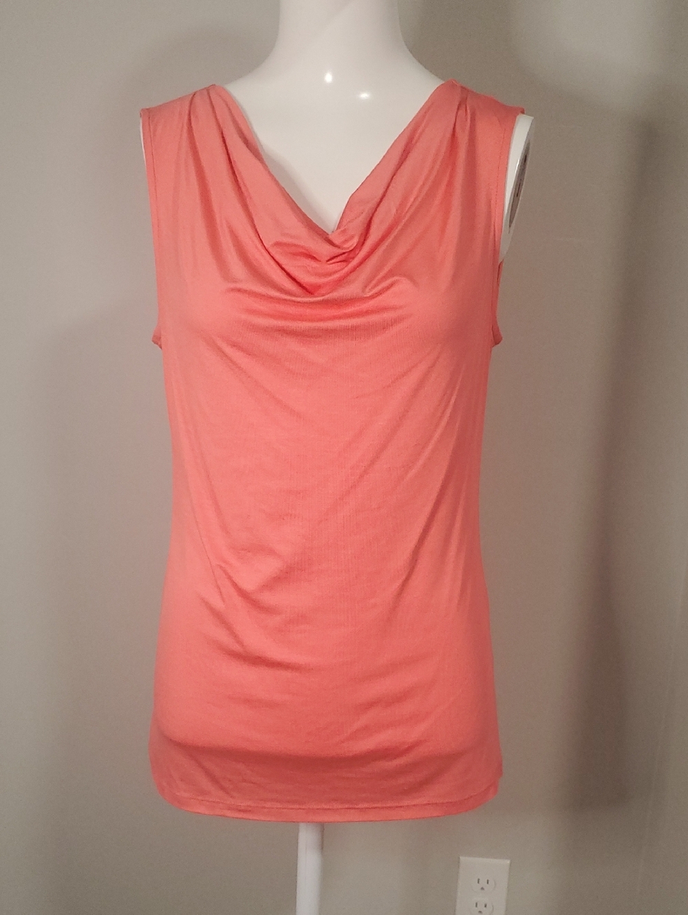 BCBGMaxAzria Sleeveless Cowl Neck Top in Coral Pink